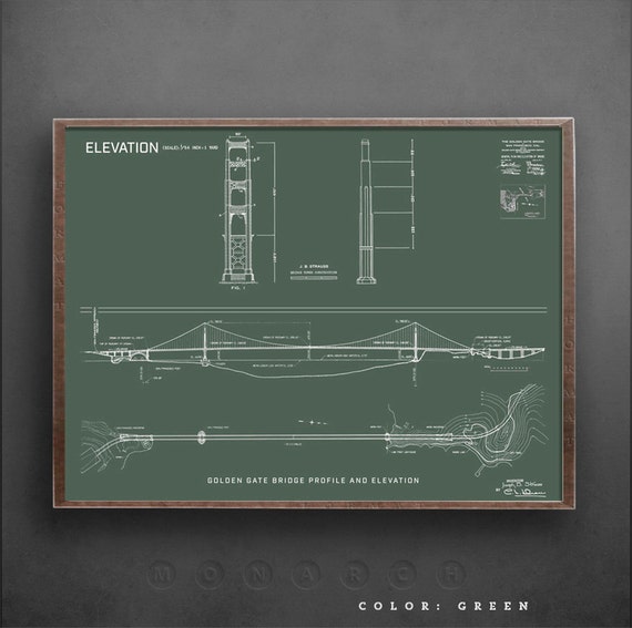 Golden Gate Bridge Blueprints Architecture Elevations