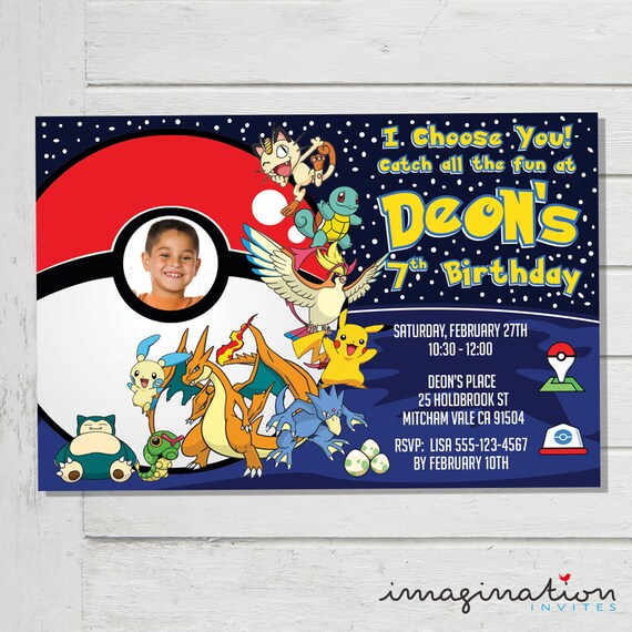 Pokemon Invitation Photo Pokemon Birthday by ImaginationInvites