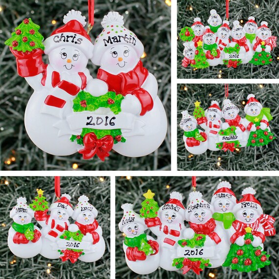 personalised christmas tree decoration snow family personalised christmas tree decoration snow family
