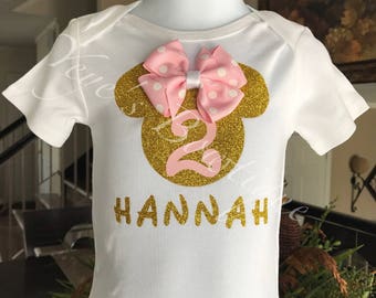 Minnie Mouse Birthday Shirt | Pink and Gold Minnie Mouse birthday Onesie | 1st 2nd 3rd 4th 5th