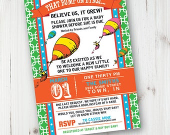 Oh The Places You'll Go, Dr. Seuss, Baby Shower Invitation, Printable Invitation, Gender Neutral Colors, Nursery Rhymes, Hot Air Balloon, Up