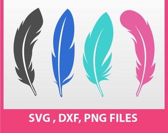 Feather Clip Art, Feather SVG, DXF, PNG Formats, 8.5x11" sheet, Printable, Instant download 0011