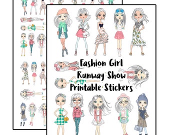 Fashion Girl Runway Show Printable Stickers for Planners | Kikki K | Filofax | Happy Planner | Erin Condren