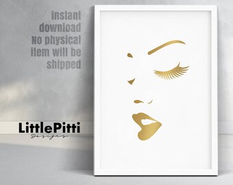 Gold Foil Wall Art makeup wall art | etsy Gold Foil Wall Art makeup wall art | etsy