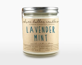 Lavender Mint Scented Candle - 8oz - Soy Candle, Container Candle, Relaxing Scented Candles, Calming Candle, Gift Idea, gift for women, gift