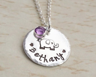 elephant necklace, personalised elephant necklace, elephant jewelry, elephant pendant, personalized jewelry, name jewelry, name necklace