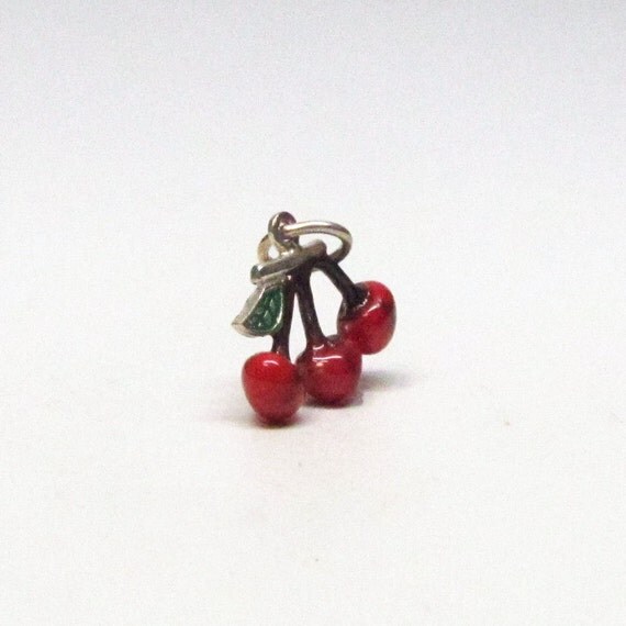 CHERRIES Charm Cherries Necklace Pendant Sterling Silver
