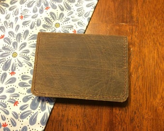 Genuine Leather Business Card Holder / Bifold Wallet - Amish Handmade - Bulk Discounts - Made in USA