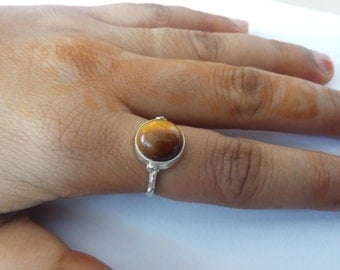 Tiger Eye Ring, Silver Ring, Silver Tiger Eye Ring,92.5% solid sterling Silver Ring, Pure Sterling Silver Ring, size 3-12(USA Standard)