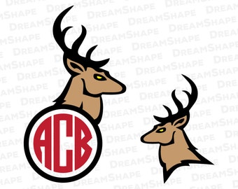 Reindeer SVG Files, Antler SVG Files, Antler Monogram Cut Reindeer Monogram SVG, Antler Svg, Reindeer Svg, Deer Hunting Svg Instant Download