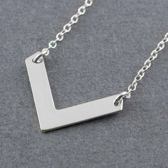 Modern Chevron Pendant Necklace in Sterling Silver