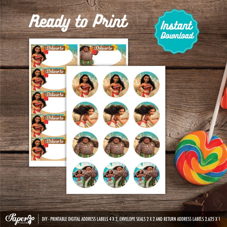 Printable Moana Address Labels Moana Envelope Seals DIY