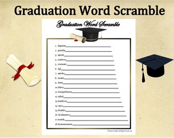 Printable Graduation Word Scramble Game~Graduation Word Game~Graduation Party Game~Instant Download Graduation~High School~College~Digital