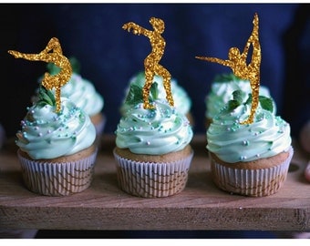 Gymnastic Party Cupcake Toppers Glitter Gymnastics Cupcake Topper Gymnast Birthday Party Girls Birthday Decorations