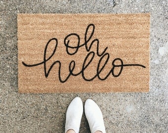 hello welcome mat | hand painted, custom doormat | cute doormat | outdoor doormat | wedding gift | housewarming gift