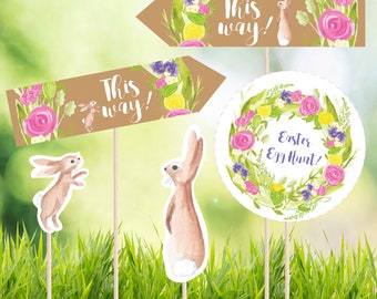 Easter egg hunt printable signs, easter decorations, easter egg hunt printables, DIGITAL DOWNLOAD