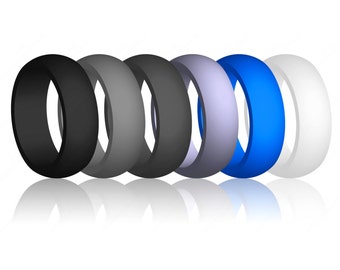 Best Quality Flex-Fit Silicone Rubber Wedding Band Ring Hypoallergenic Cool Athletic Gift for Him Husband Mens Man Jewelry (No Logos)