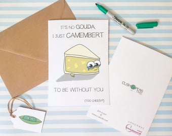 Cheesy Boyfriend Birthday Card - Funny Girlfriend Birthday - Cheese Puns - Quirky Anniversary Card - Wife Husband Partner - Charity Card