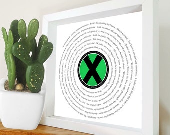 Ed Sheeran - Photograph Vinyl Record lyrics framed print PERSONALISED LABEL- Your song | Anniversary | Christmas gift | Wedding gift | Bride