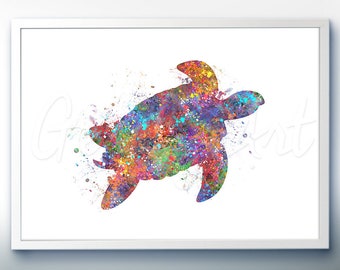 Turtle Sea Animal Watercolor Art Print - Watercolor Painting - Sea Life Watercolor Art Painting - Home Decor - House Warming Gift