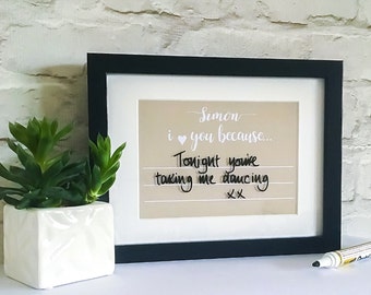 Personalised Message Print | Write On Wipe Off | Romantic Message Board | Valentines Gifts