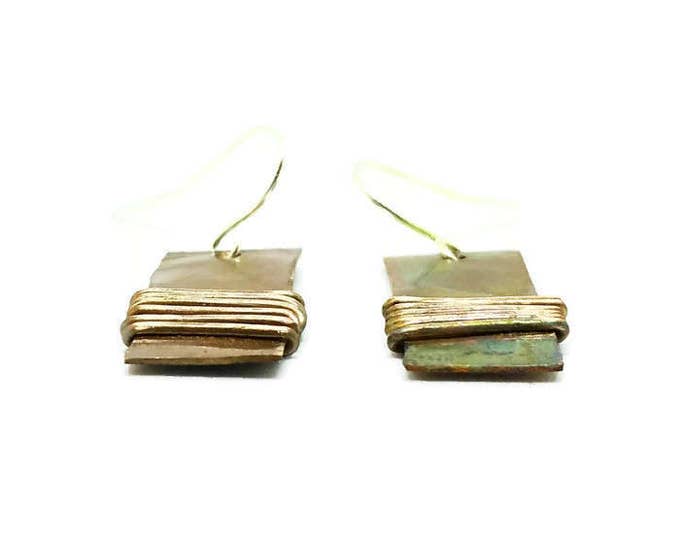 Rustic Copper Earrings, Copper Wire Earrings, Unique Birthday Gift, Gift for Her, Copper Dangle Earrings