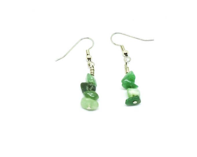 Green Aventurine Gemstone Chip Earrings, Heart Chakra Earrings, Gemstone Earrings, Unique Birthday Gift, Gift for Her