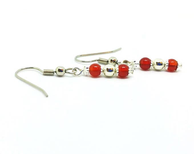 Red Carnelian Silver Dangle Earrings, Gemstone Earrings, Unique Birthday Gift, Women's Earrings, Gift for Her, Valentine's Day Gift