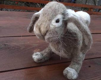 A needle felted hare Lepus