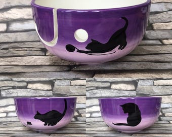 yarn bowl, cat, knit, knitting, crochet, crocheting, gifts for her, Mother's Day, yarn, wool, wool bowl