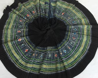 5.5 Metres long Handwoven Hmong cotton,vintage Batik fabric textiles, skirt Hmong, Hmong textile
