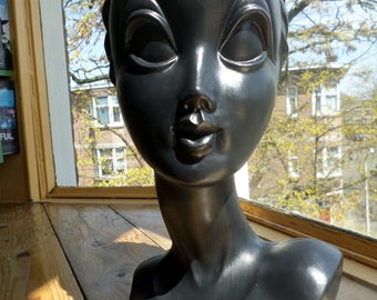 Vintage Twiggy hoofd * mannequin head * hat stand * tête à chapeau * kopf * dekokopf * display, early 1970s