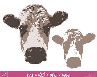 2 Cow Head svg designs | Cow SVG Files | Farm Animal svg | Animal svg | Toddler svg | Cutting Files for use with Silhouette and Cricut