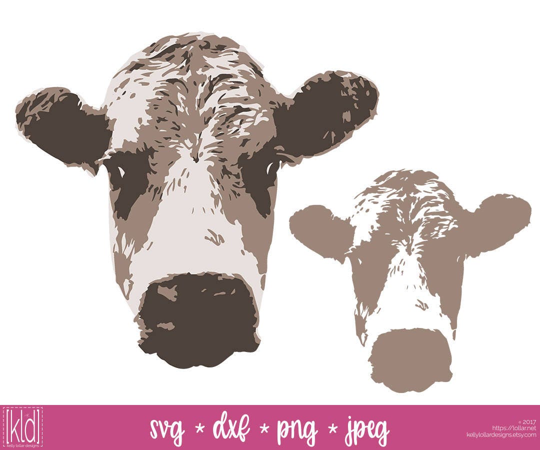 Download 2 Cow Head svg designs Cow SVG Files Farm Animal svg