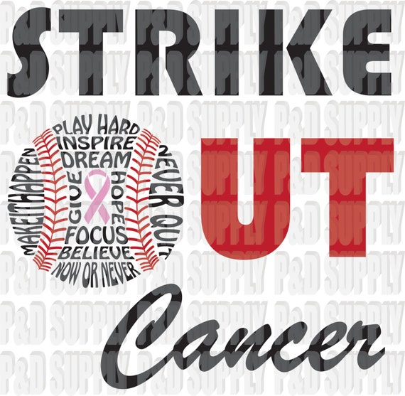 Download Strike Out Cancer Baseball/Softball Cancer Awareness SVG DXF