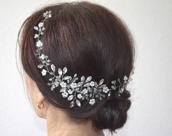 Bridal hair piece, bridal headpiece, bridal hair vine, wedding hair vine, long hair vine, wedding hair piece, floral hair piece, boho wreath
