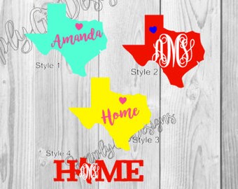 Texas Decal, Texas Monogram Decal, Monogrammed Decals, Texas Yeti Decal, Yeti Cup Decal, Monogram Decals, Texas State decals,State decals