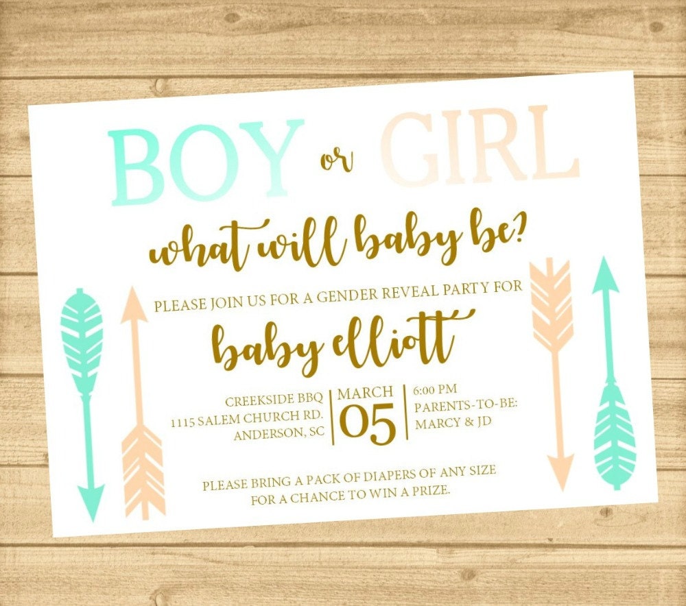 Gender Reveal Invitation Boho Gender Reveal Tribal Gender