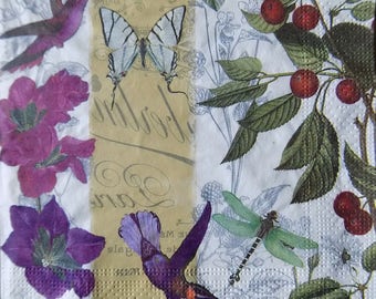 4 * Paper napkins for decoupage, floral napkins