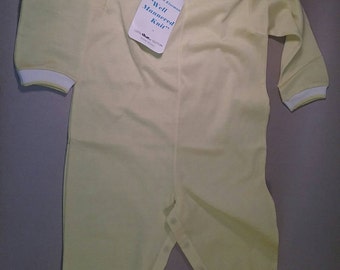 Vintage Florence Eiseman for Saks Fifth Avenue yellow onesie baby, toddler, infant cotton clothing with original tags. NWT, Size L