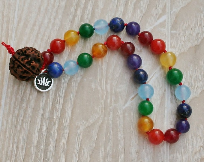 Mala 27 + 1, Japa Mala, Chakra Mala, Rudraksh Guru Bead, Silver Part,