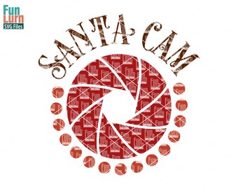 Santa Cam SVG, Christmas SVG, Camera, shutter, iris, Ornament, svg png dxf eps for Cameo, cut file, svg file, cricut file, cameo file