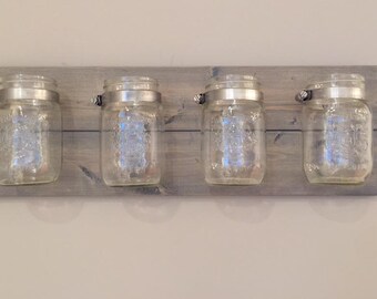 Mason Jar Wall Decor, Mason Jar Organizer, Rustic Mason Jar Decor, Makeup Organizer, Desk Organizer, Bathroom Organizer, Office Organizer