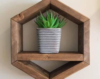 Hexagon Shelves, Geometric Shelves, Wooden Shelving, Geometric Decor, Wooden Floating Shelves, Hexagon Decor, Wall Shelves, Wood Wall Decor