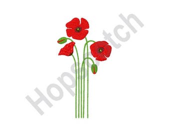 Poppy Flower-Machine Embroidery Design