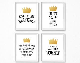 PRINTABLE, Where The Wild Things Are Party, Set of 4, INSTANT DOWNLOAD, Wild One Birthday, Where The Wild Things Are Baby Shower, Wild One