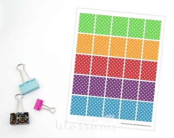 Boxes Planner Stickers printable. Polka dots. US Letter Size