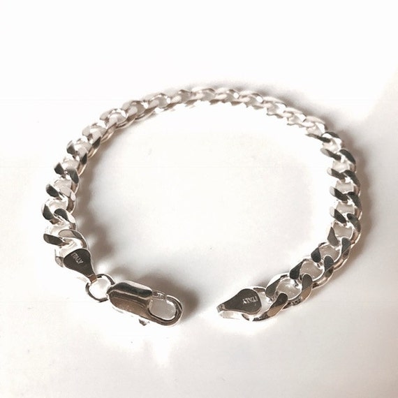 Solid 925 Sterling Silver Mens Chain Bracelet by SilverzoneStore