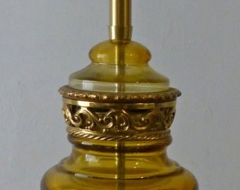 Stunning Yellow & Robin’s Egg Blue Murano Lamp Brass Details Hollywood Glam Hollywood Regency 1950s