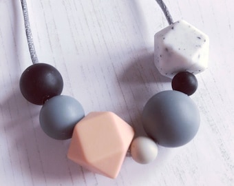 Silicone teething necklace, 'Rachel' Nursing, Babywearing, Breastfeeding, New Mum Gift, Baby Shower Gift, statement, modern, jewellery